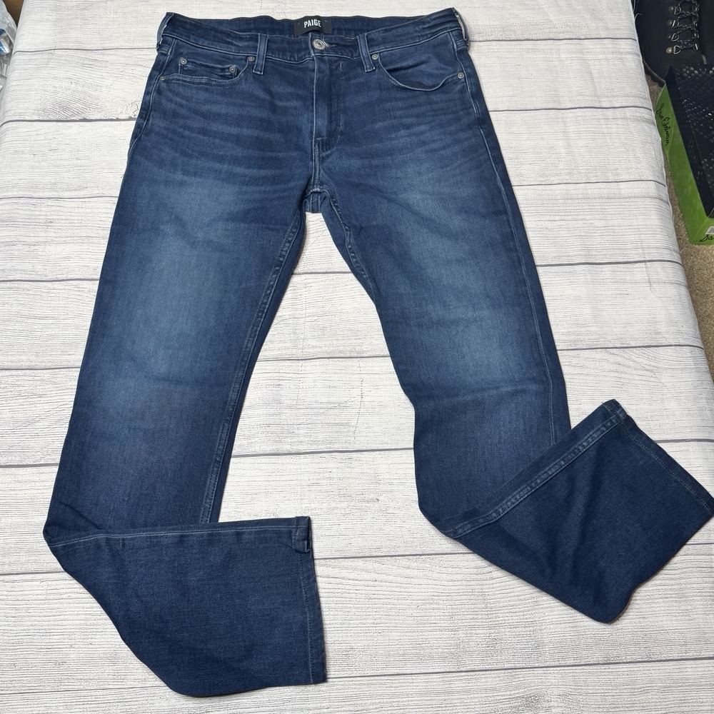 Paige Lennox Slim Straight Dark Blue Jeans‎  31 stretch Jeans Zip  Men